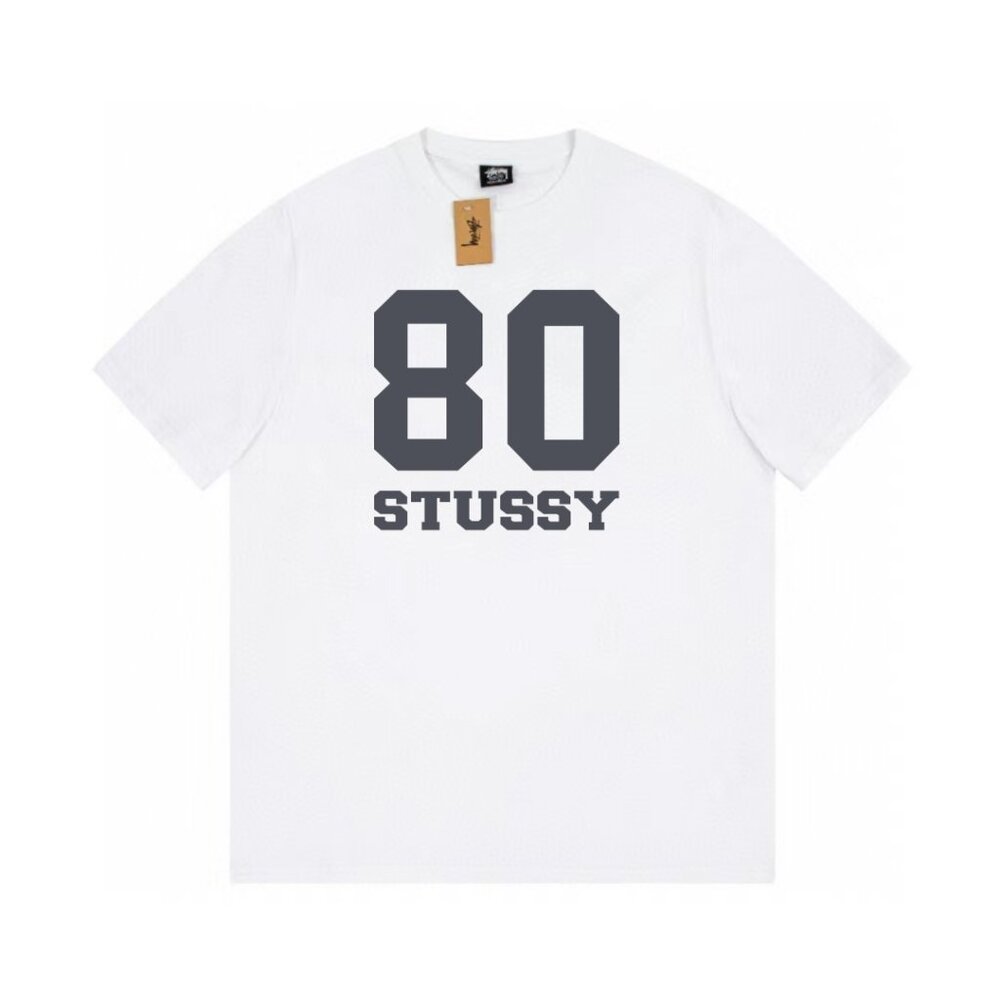 80 Logo Printed Round Neck Men's Short Sleeve T-Shirt
